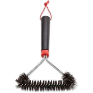 Weber Grillbürste, 3-seitig, 30 cm, schwarz-rot, zur Reinigung von Grillrosten.
