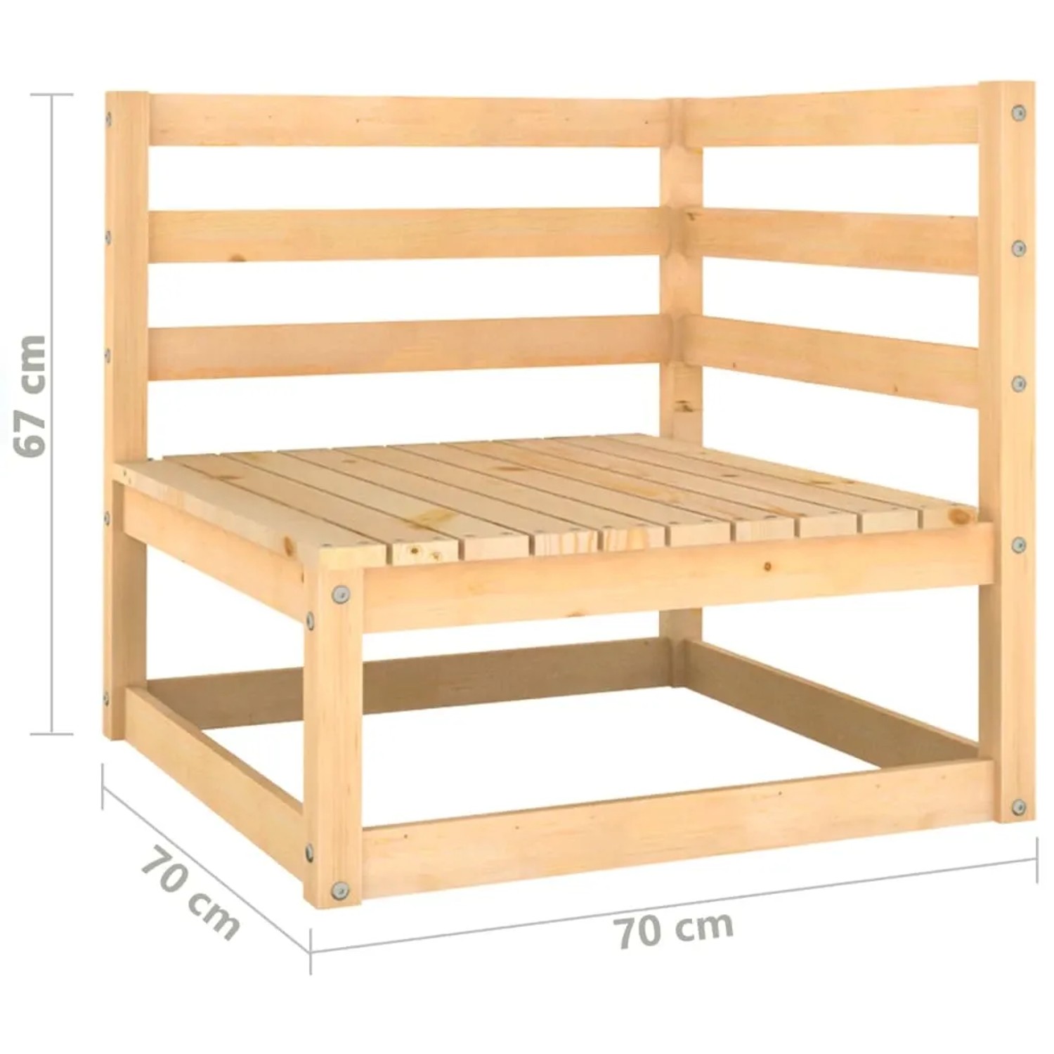 vidaXL Garten-Ecksofa aus Kiefernholz, unbehandelt, modulare Bauweise.