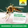 Stechmücke auf Haut vor Neudorff Neudomück Stechmückenfrei, Mittel zur Mückenbekämpfung.