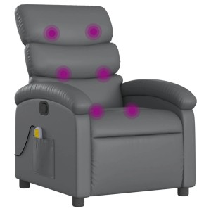 Grauer vidaXL Massagesessel aus Kunstleder mit Vibrationsmassage.