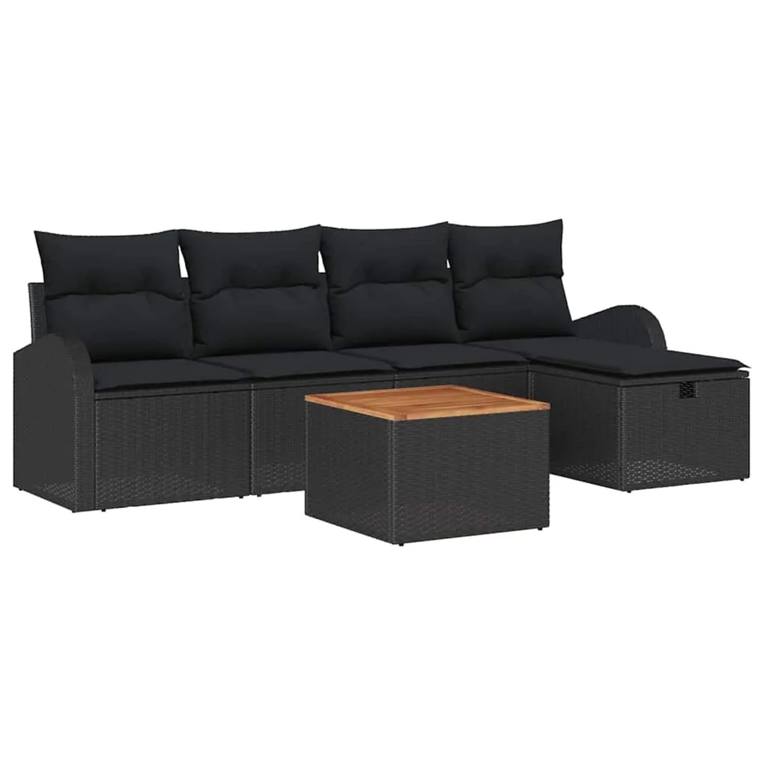 vidaXL Garten-Sofa-Set mit Kissen 6-Tlg Schwarz Poly Rattan 3360838 günstig online kaufen