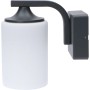 Moderne LED Außenwandleuchte in Anthrazit mit zylindrischem, mattiertem Glas.
