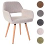 MCW Esszimmerstuhl A50 II, creme/graues Textil, helle Holzbeine, Polsterstuhl.