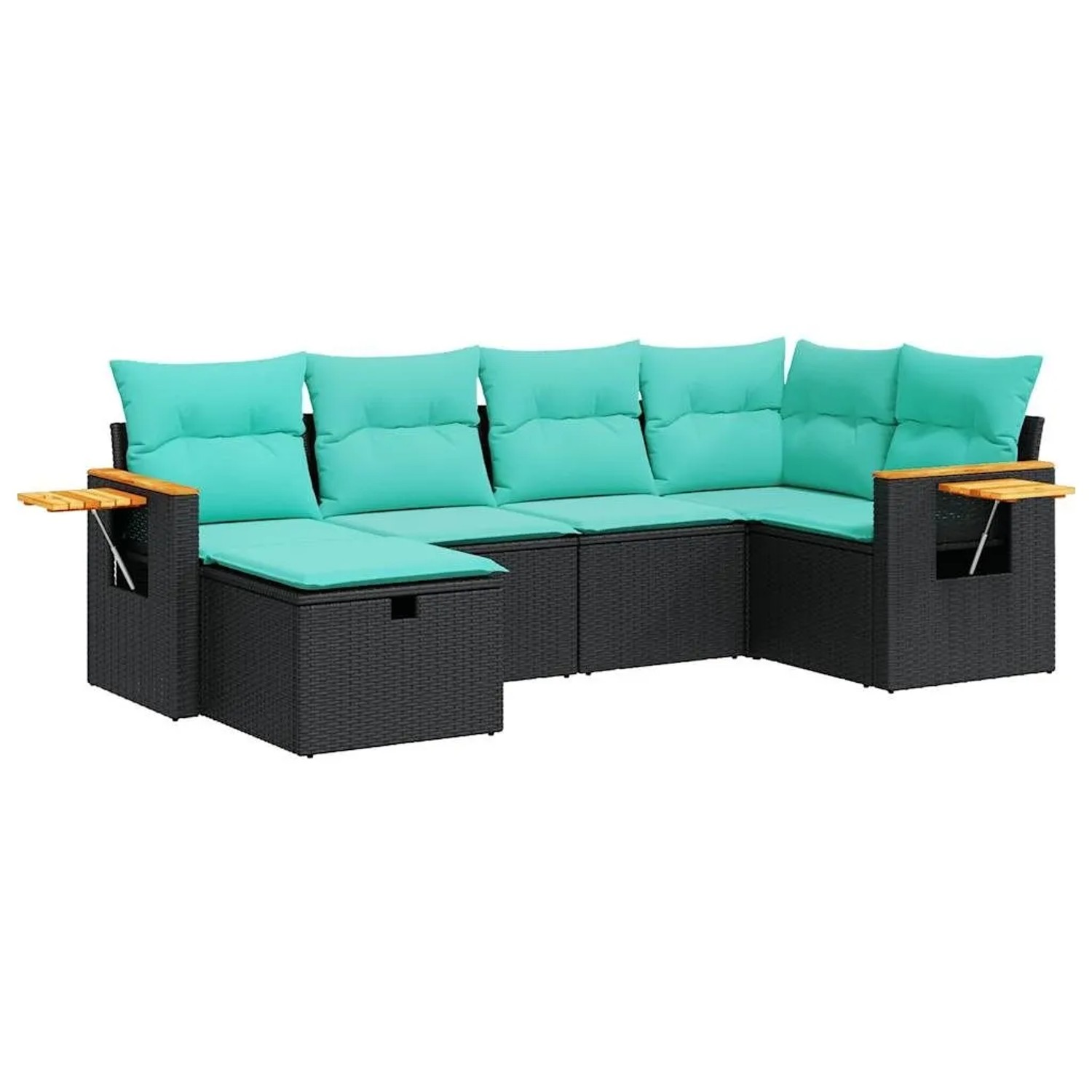 vidaXL 6 Tlg Garten-Sofagarnitur mit Kissen Schwarz Poly Rattan 3325970