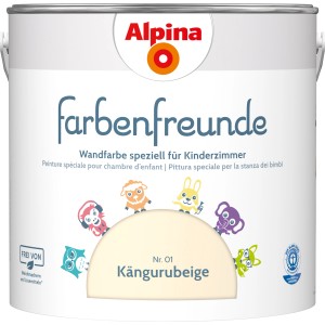 Alpina Farbenfreunde Kängurubeige, seidenmatte Wandfarbe für Kinderzimmer, 2,5 Liter.