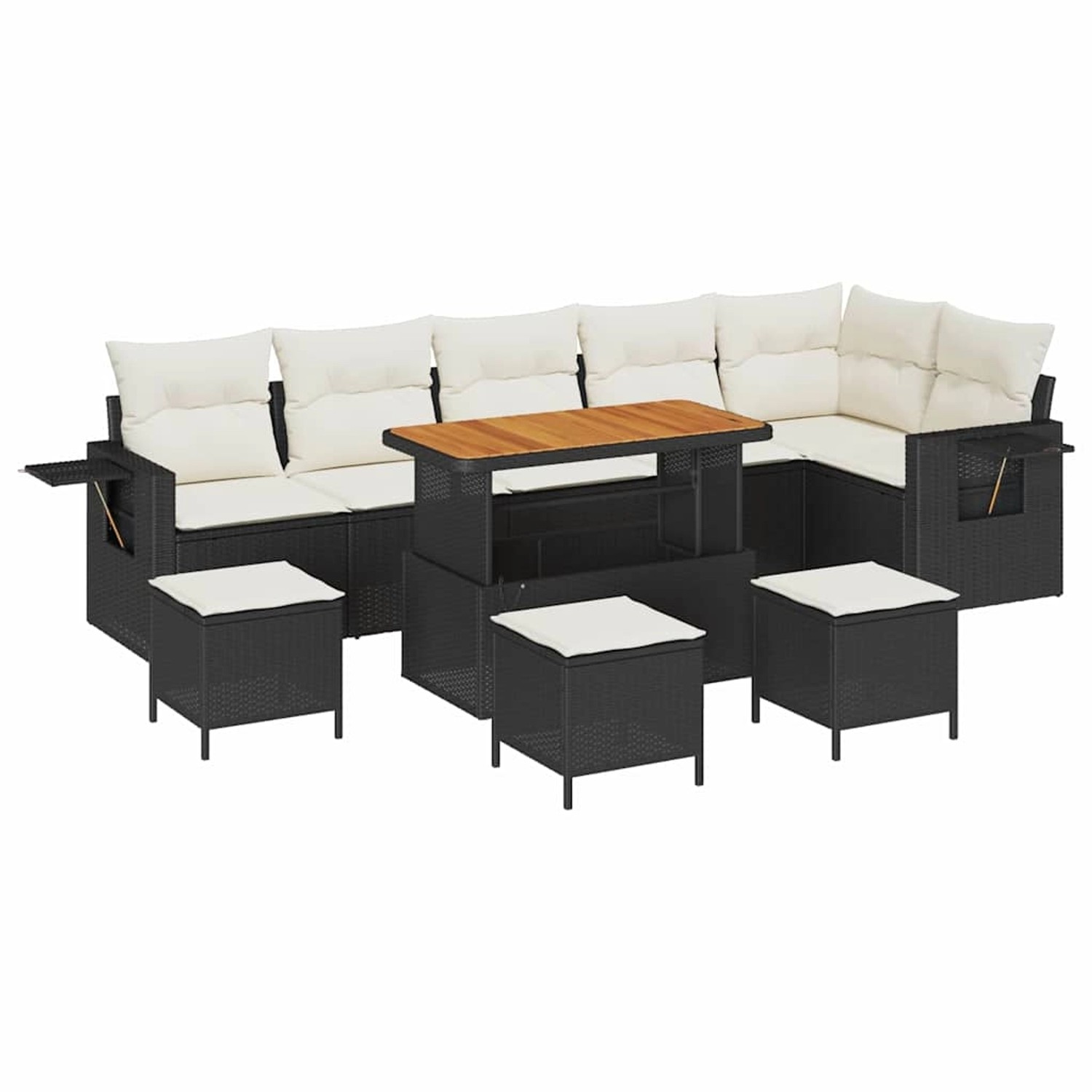vidaXL Garten-Sofa-Set mit Speicher 10-Tlg Schwarz Poly Rattan 3363720 günstig online kaufen