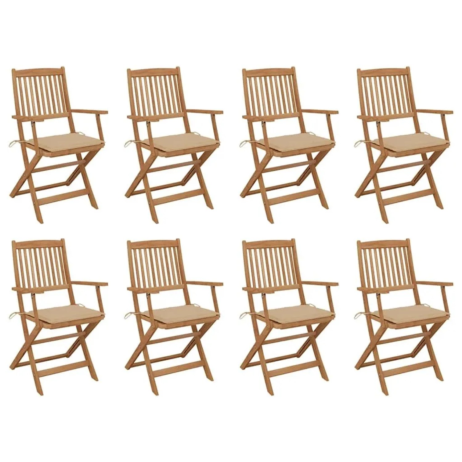 vidaXL Klappbare Gartenstühle mit Kissen 8 Stk Massivholz Akazie 3075088