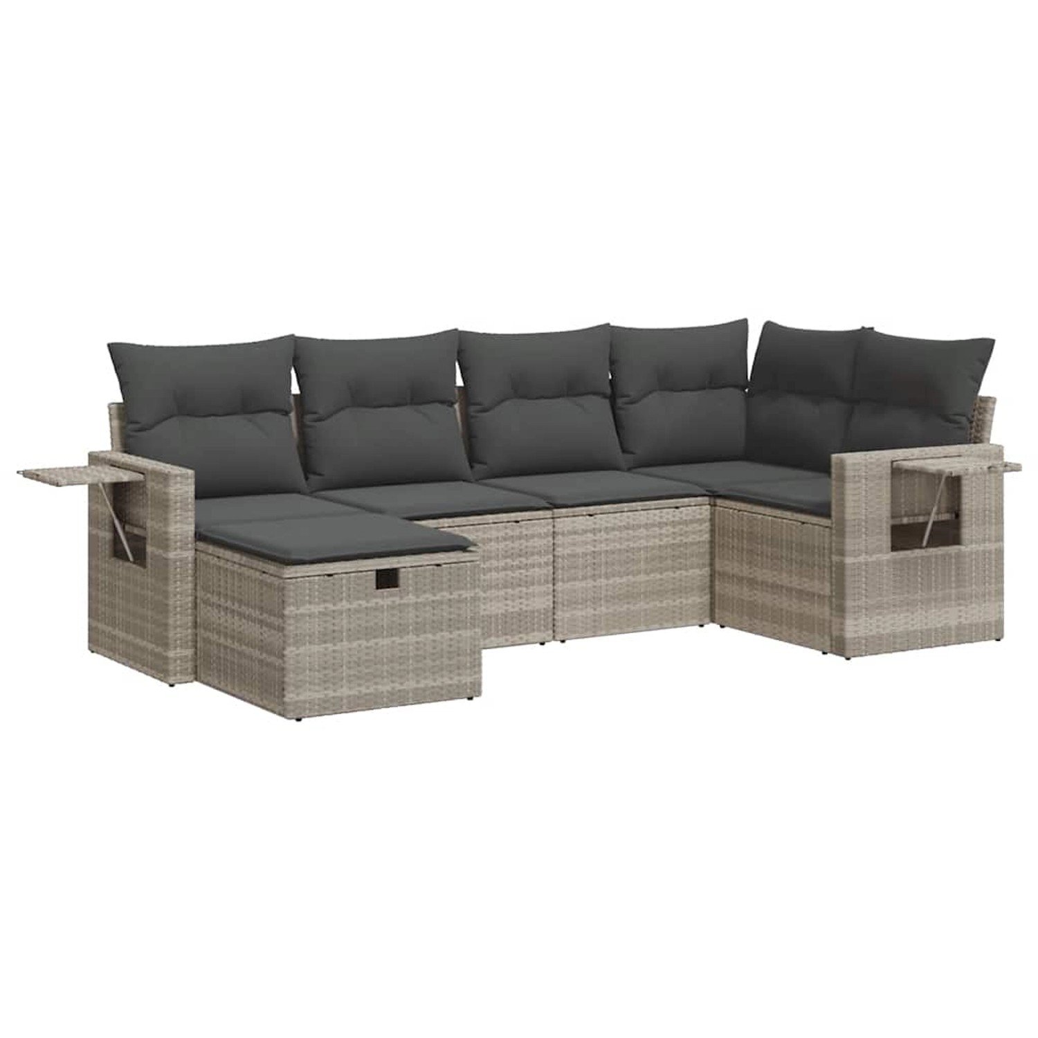 vidaXL 6-Tlg Garten-Sofagarnitur mit Kissen Hellgrau Poly Rattan 3325488 günstig online kaufen