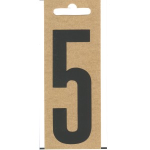 Schwarze Folien-Zahl 5 von Seilflechter, selbstklebend, 100 mm hoch, für Boote.