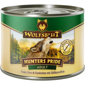 Wolfsblut Hunters Pride Hunde-Nassfutter mit Fasan, Ente, Kaninchen und Süßkartoffel.