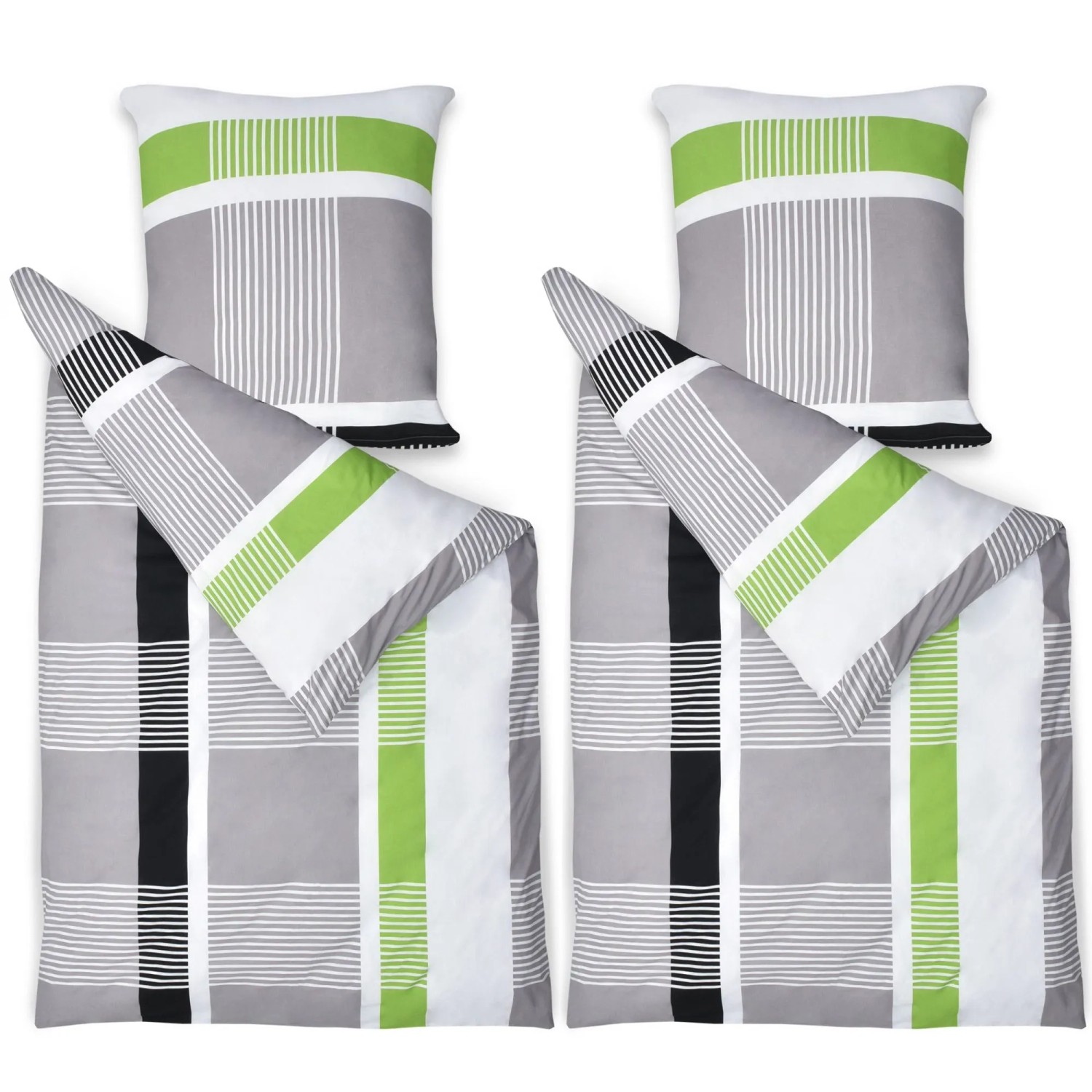 Beautissu Dana Bettbezug 135x200cm + Kissenbezug 80x80cm Gestreift Renforcé günstig online kaufen