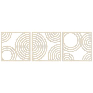 Wanddeko aus Holz, 3-teilig, Kreise in Pappelholz-Optik, modernes Wandbild für Wohnräume.