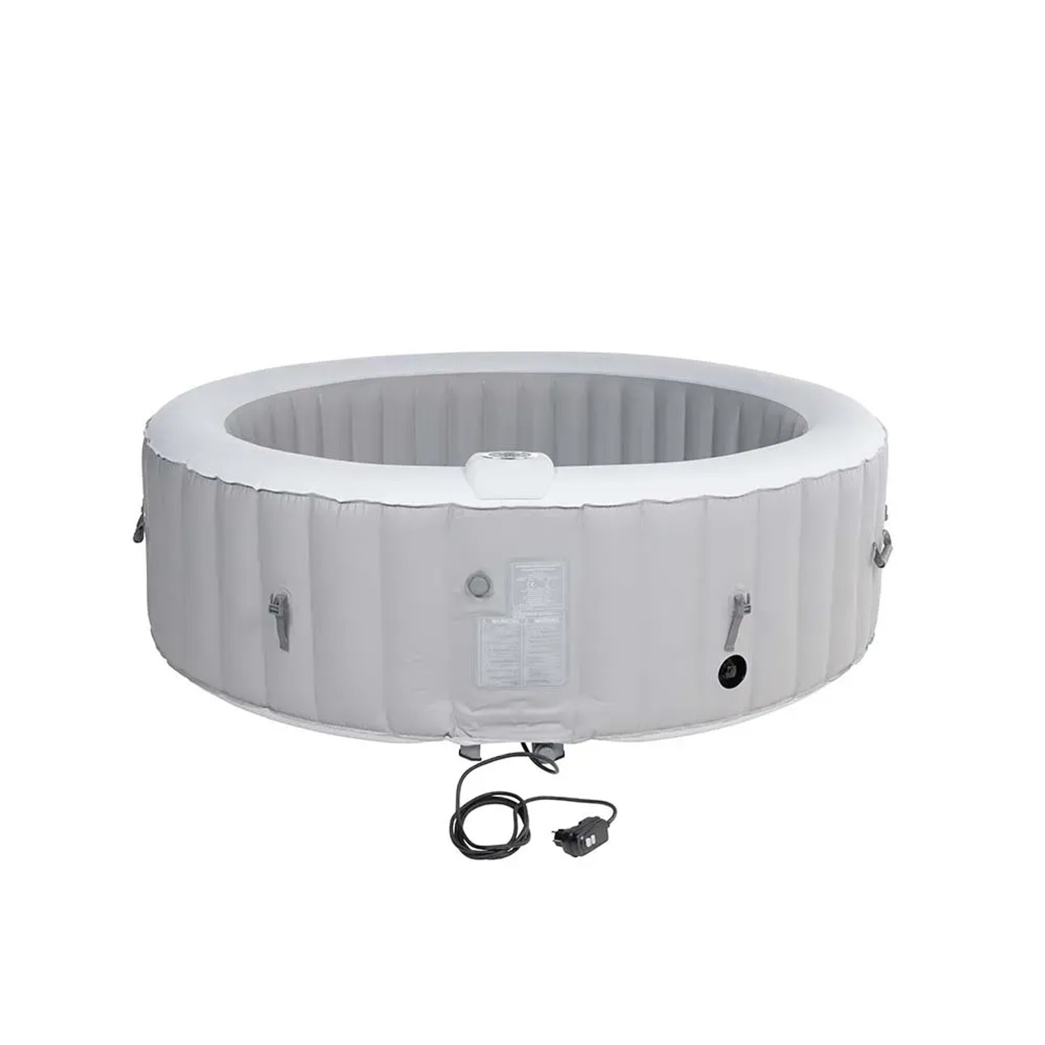 Grauer, runder Home Deluxe Whirlpool Splash, Ø 208 cm, aufblasbar für bis zu 6 Personen.
