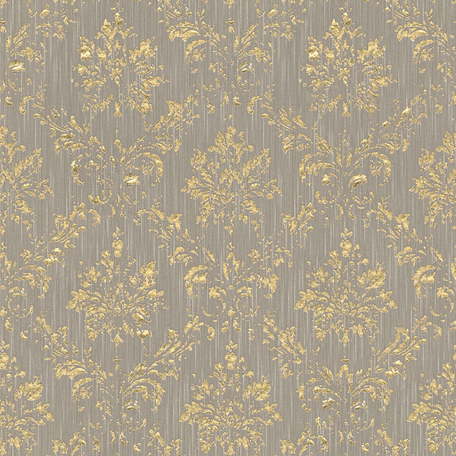 Bricoflor Barock Textiltapete Grau Gold Ornament Vliestapete mit Textil Muster Edel Elegante Glitzer Tapete mit Metallic