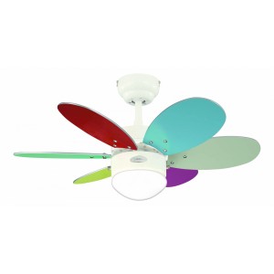 WESTINGHOUSE Deckenventilator Turbo II mit bunten Flügeln, Beleuchtung und Zugketten.