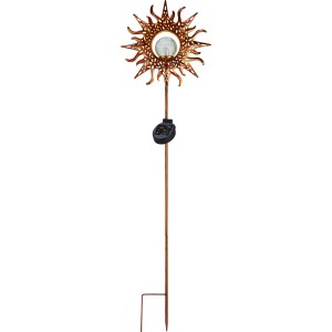 Solar-Dekospieß LED Kupfer, 90 cm, Sonne. Gartendeko mit warmweißem Licht für stimmungsvolle Beleuchtung.