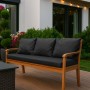 Anthrazitfarbenes Bankkissen-Set für 3-Sitzer Gartenbank, bestehend aus Sitz- und Rückenkissen.
