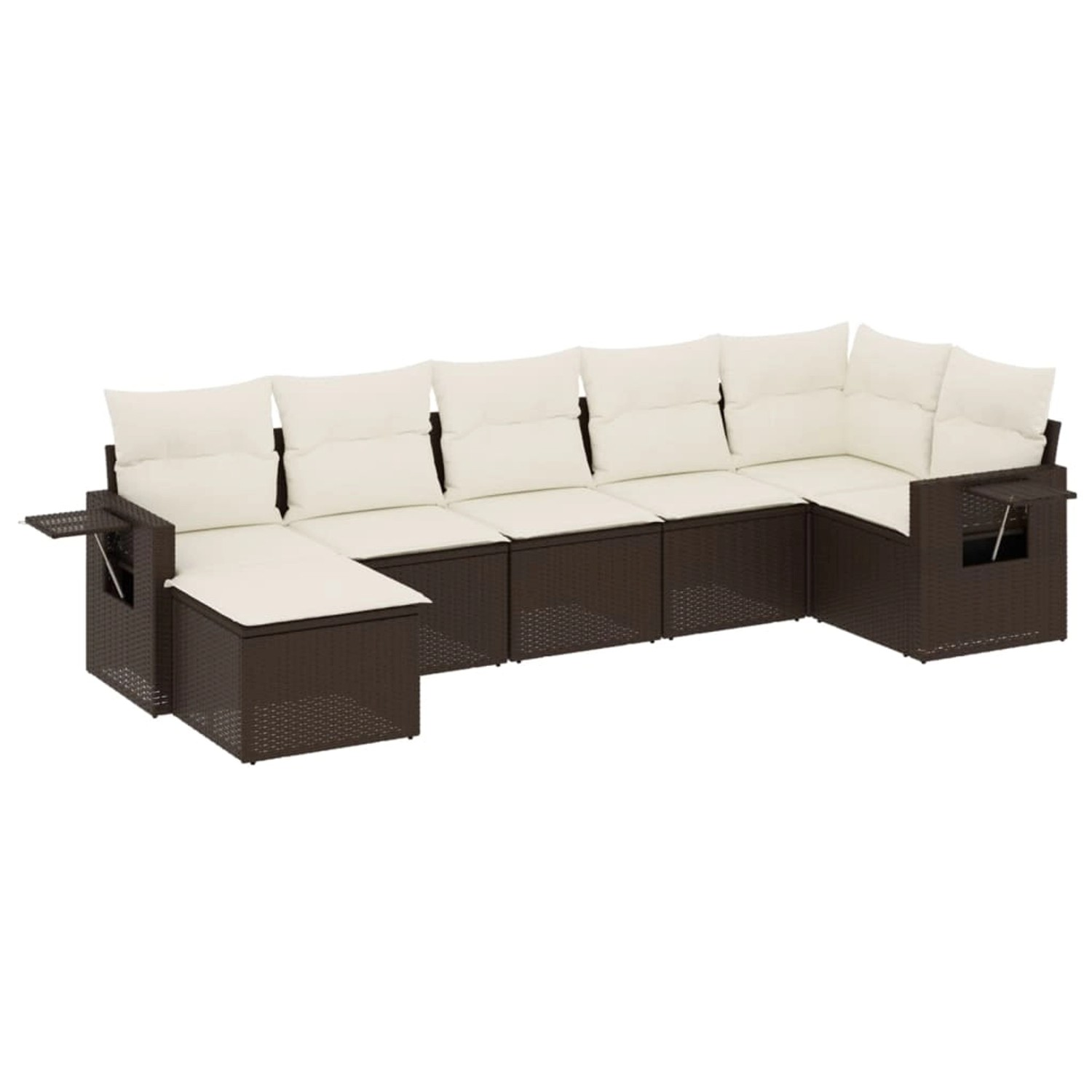 vidaXL 7-Tlg Garten-Sofagarnitur mit Kissen Braun Poly Rattan 3252820 günstig online kaufen