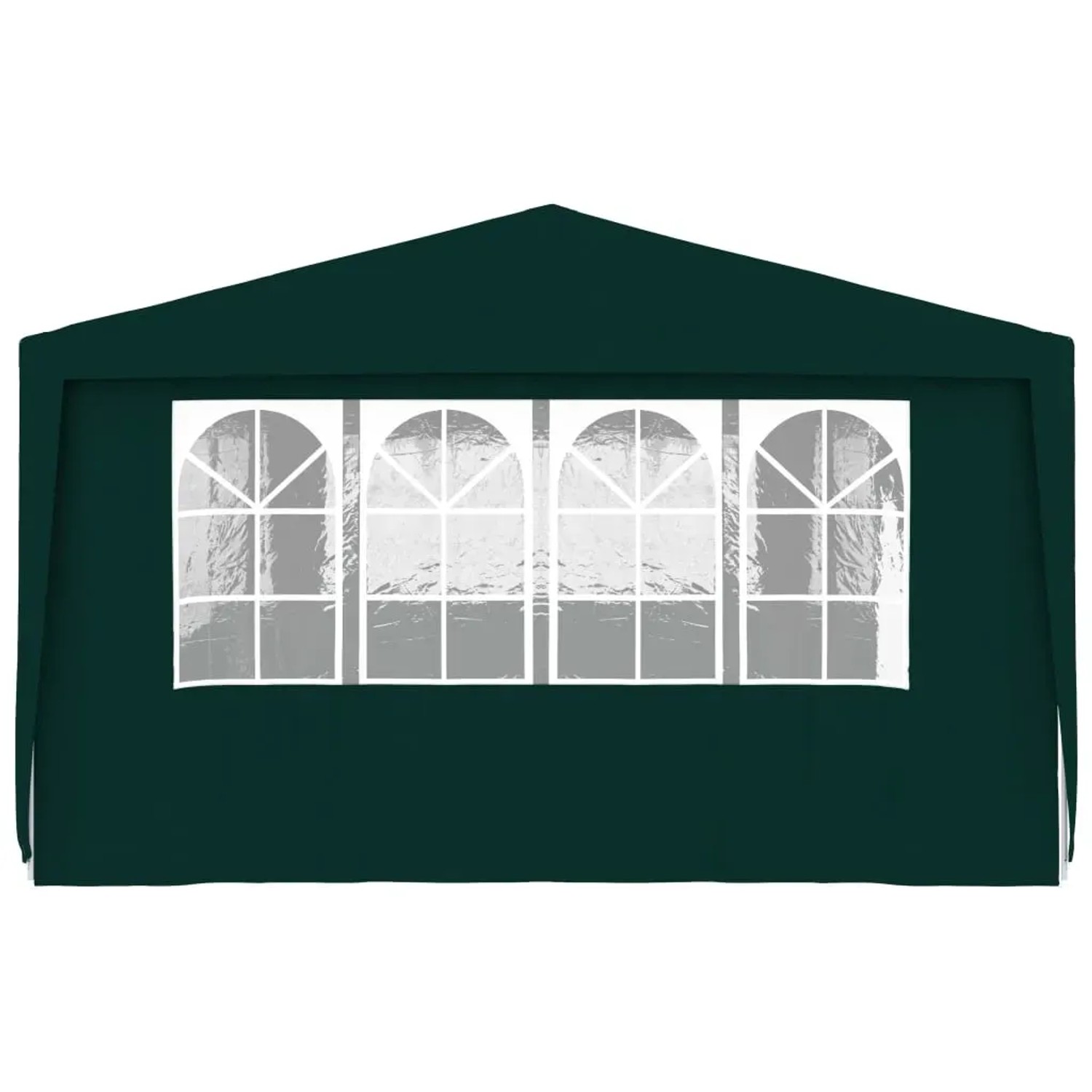 Grünes vidaXL Partyzelt 4x9m mit Seitenwänden und Fenster für Gartenpartys.