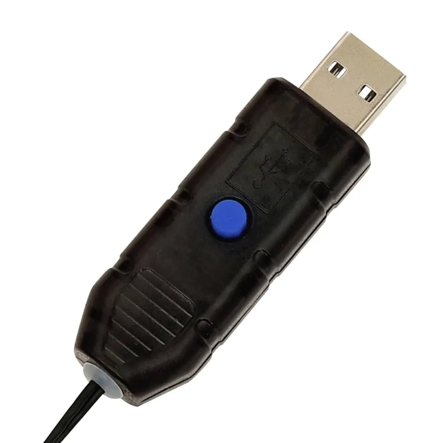 Detailaufnahme: USB-Stecker mit Schalter für vidaXL Spiral-Weihnachtsbaum mit LEDs.