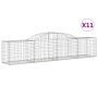 vidaXL Gabionen mit Hochbogen, 11er Set, 300x50x60/80 cm, aus verzinktem Eisen.