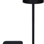 Schwarze, dimmbare LED Tischlampe mit Ladestation für Innen und Außen. Kabellose Dekoleuchte.