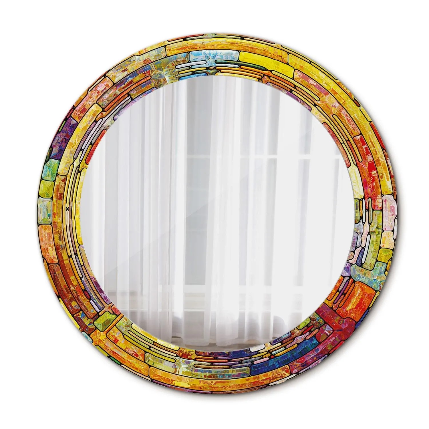 Tulup Bedruckte Spiegel Buntes Buntglas 60x60 cm Runder Spiegel mit Dekorat günstig online kaufen