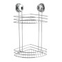 MSV Eck-Duschregal Mega Ventouses, Chrom, Stahl, mit Saugnapf-Befestigung.