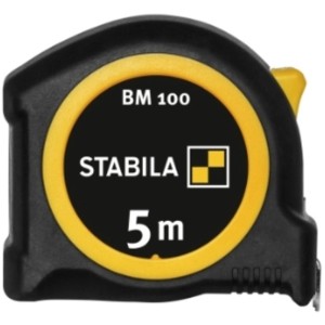 Stabila Taschenbandmaß BM 100 mit 5 m Länge für präzise Messungen.