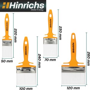 Hinrichs Lasurpinsel Set, 4 Malerpinsel in verschiedenen Breiten (50, 70, 100, 120 mm).