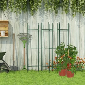 Relaxdays Rankhilfe 4er Set Stahl Kunststoff Grün Höhenverstellbar 150 cm x 32 cm x 32 cm 560 g