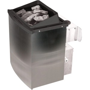 Karibu Saunaofen aus Edelstahl, 9 kW, mit Steinen. Saunaofen für die Sauna.