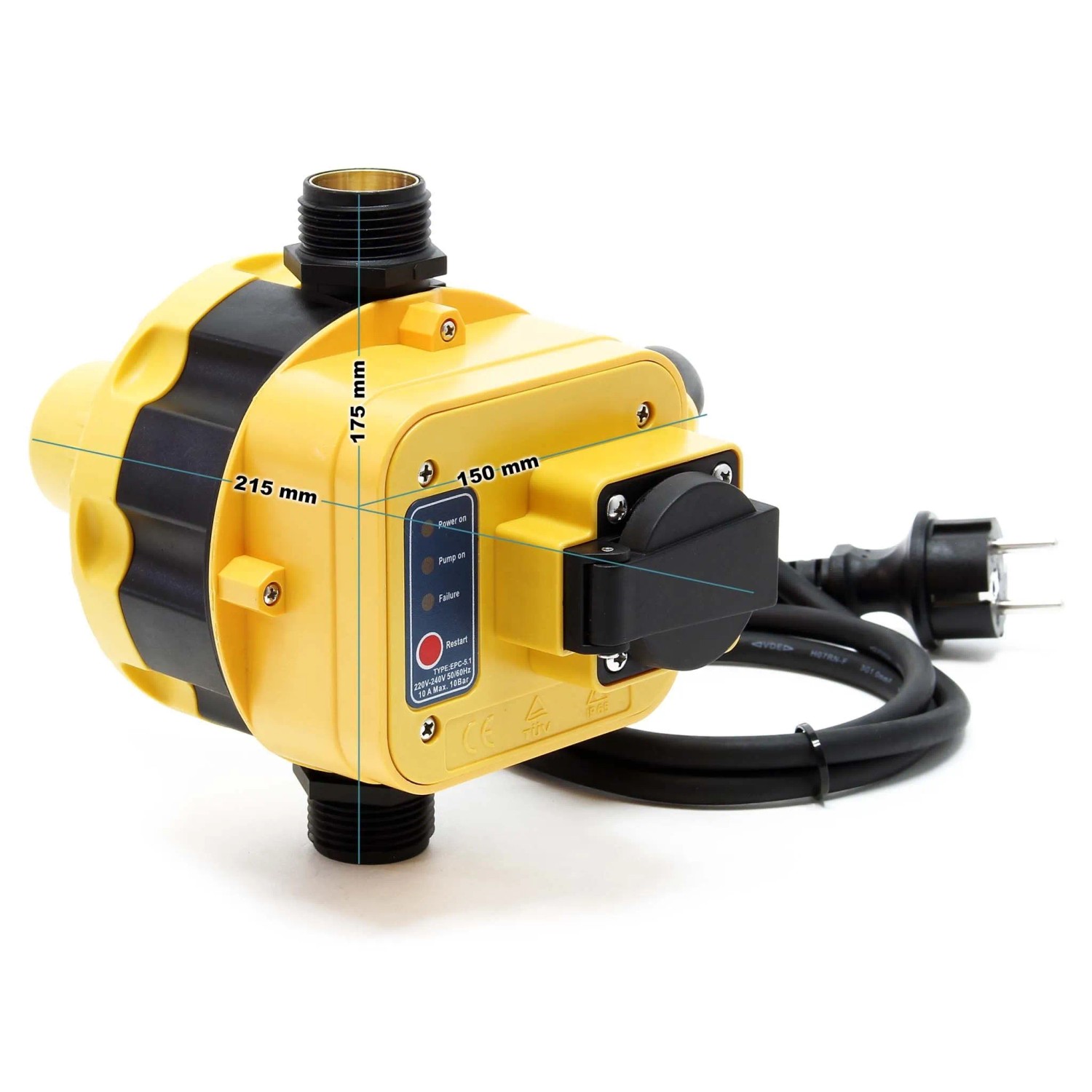 Wiltec Druckschalter Epc-5.1 230V 1-Phasig Pumpensteuerung Hauswasserwerk_4