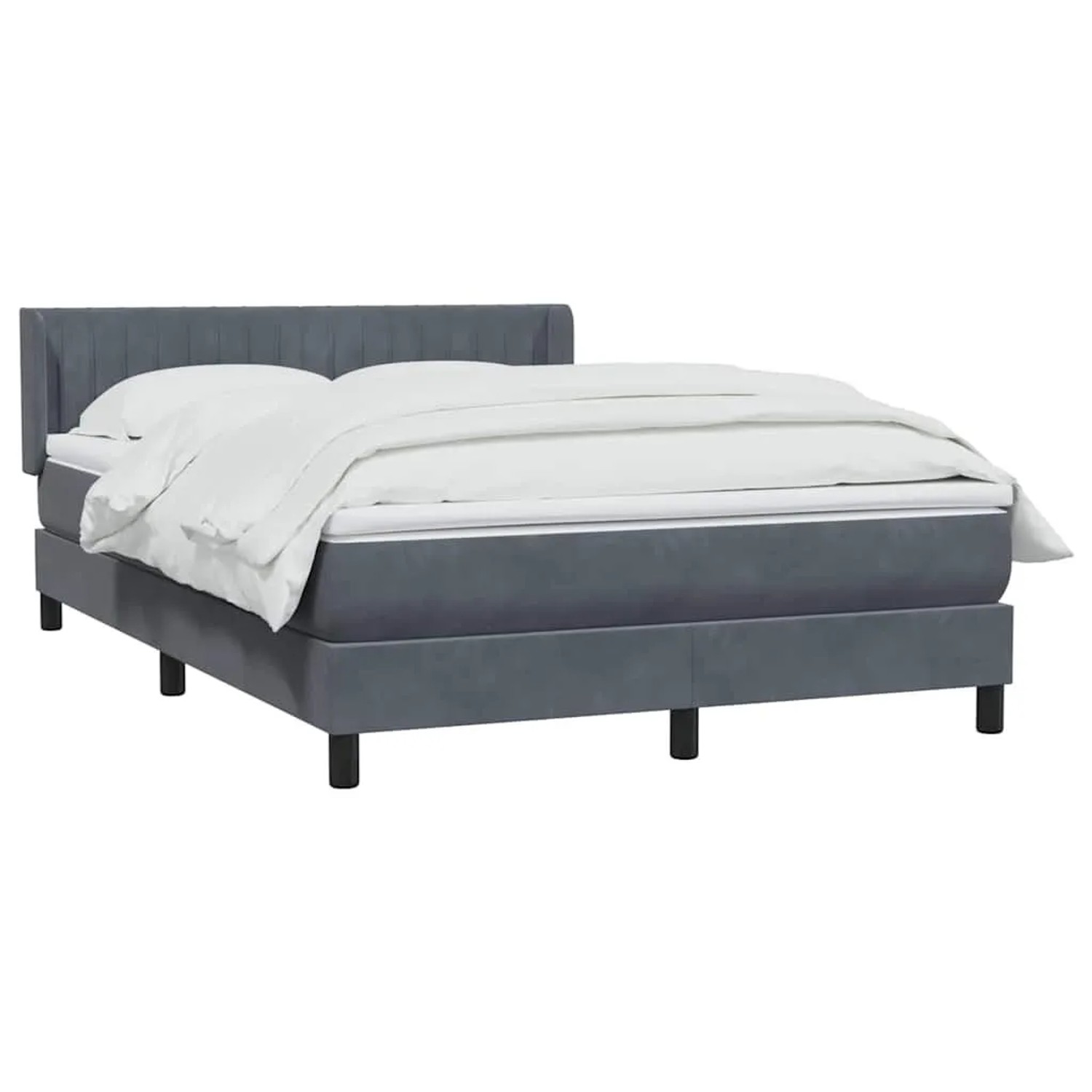 vidaXL Boxspringbett mit Matratze Dunkelgrau 140x210 cm Samt 3318280