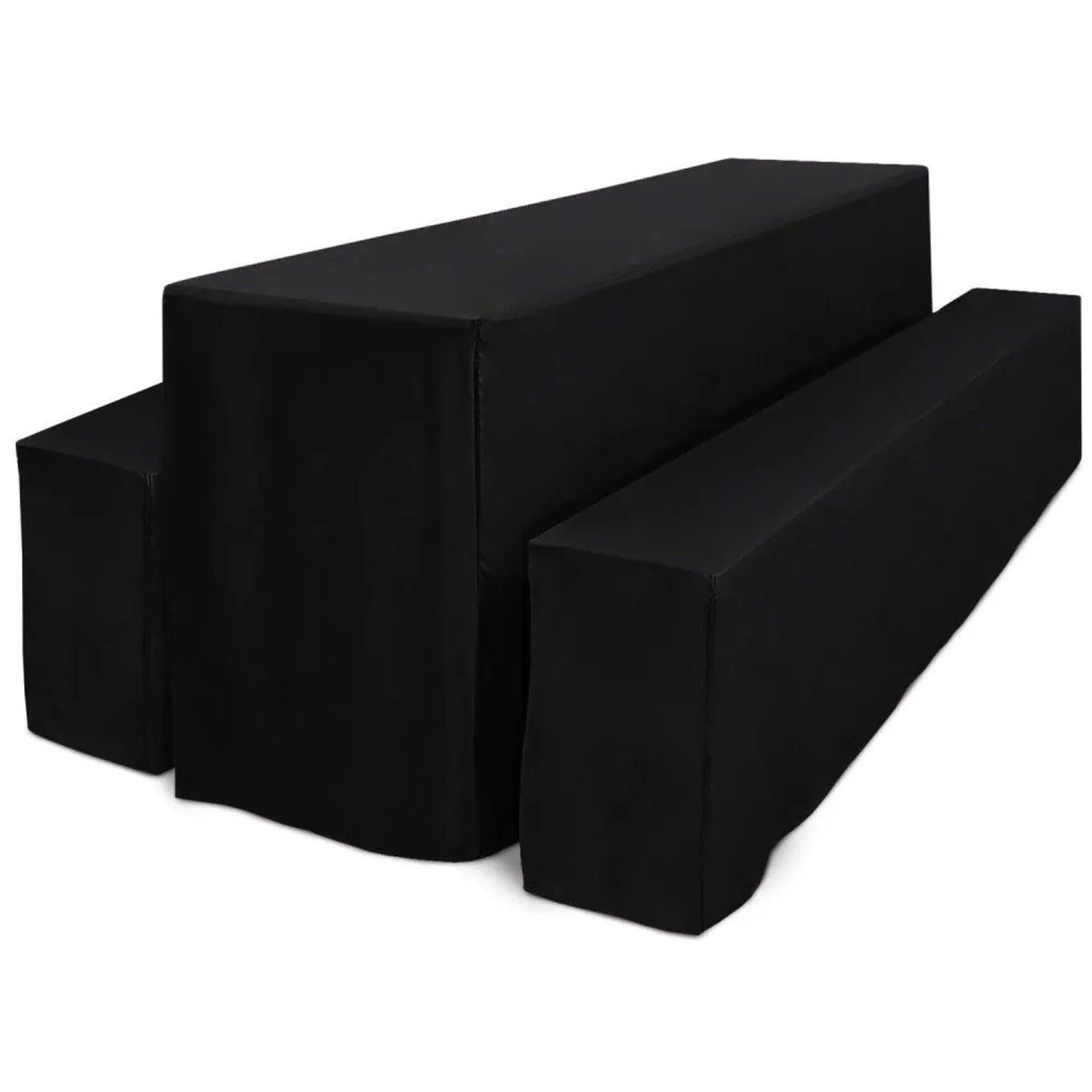 Beautissu 3tlg Biertischhussen Set für Bierzeltgarnitur 220x70cm Schwarz