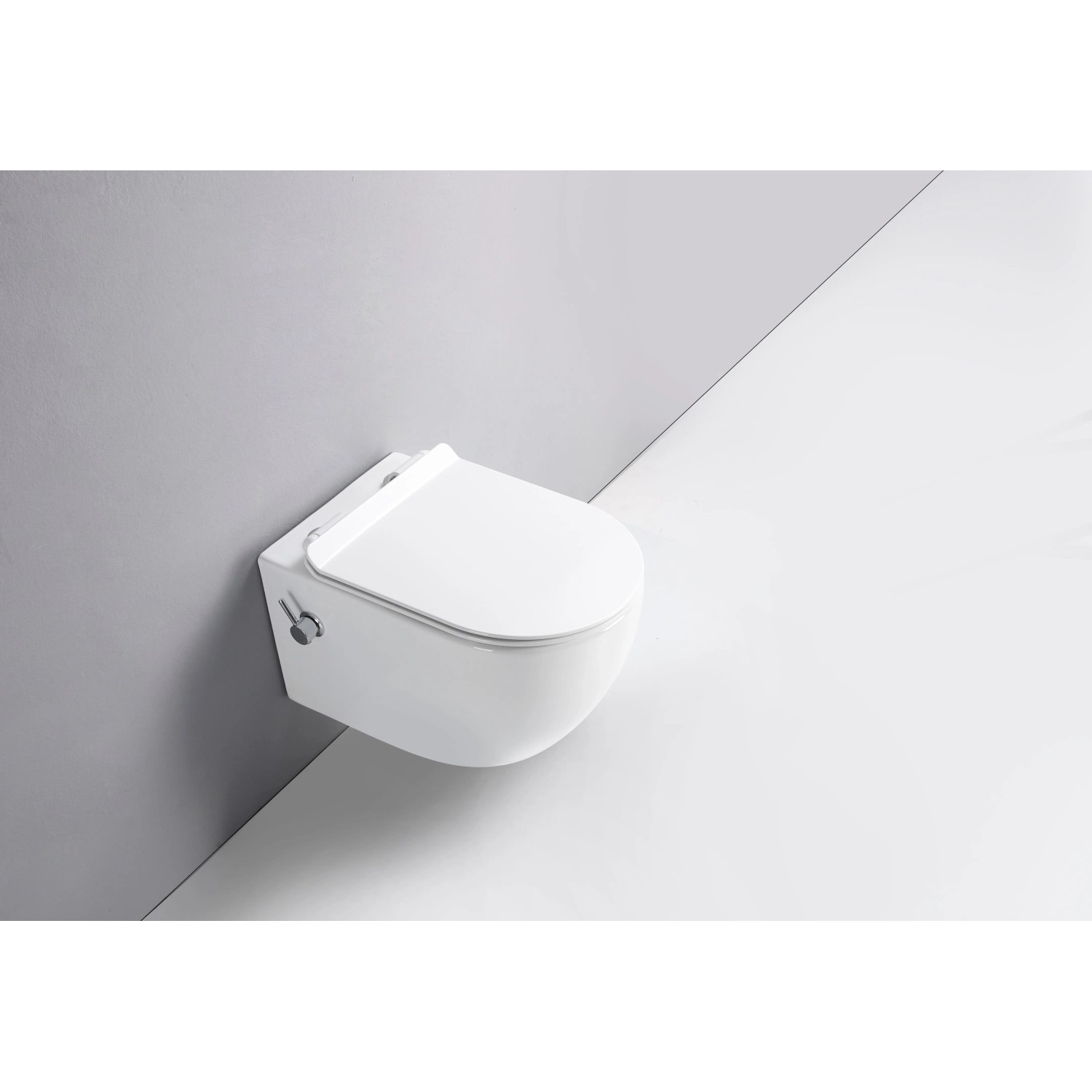 Wandhängendes Dusch-WC von Glasdeals mit Softclose-Sitz und Taharet-Funktion.