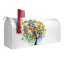 Weißer US-Briefkasten mit Märchenzauberbaum-Motiv, roter Fahne und Stahl-Pulverbeschichtung.