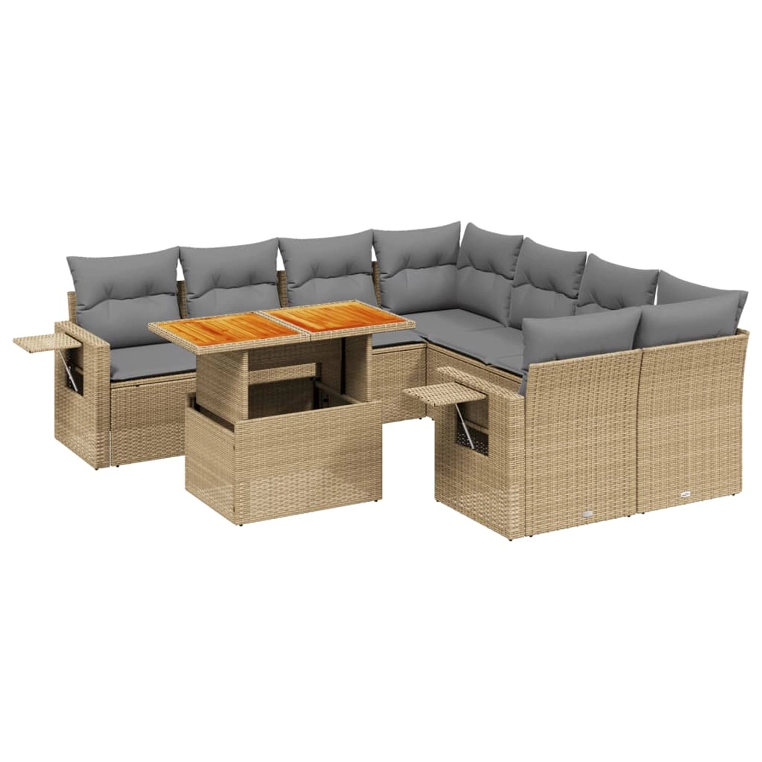 vidaXL 9-tlg Garten-Sofagarnitur mit Kissen Beige Poly Rattan Modell 240 günstig online kaufen