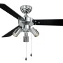 AIRERYDER Deckenventilator Cyrus Chrom, 107 cm, mit Beleuchtung und Zugschnüren.