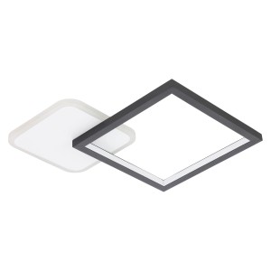Moderne Eglo LED-Deckenleuchte Gafares, 33x33 cm, weiß-schwarz, mit CCT-Funktion.