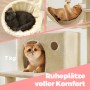 Feandrea Kratzbaum, 206 cm, beige, mit Katzen in verschiedenen Ruhebereichen.