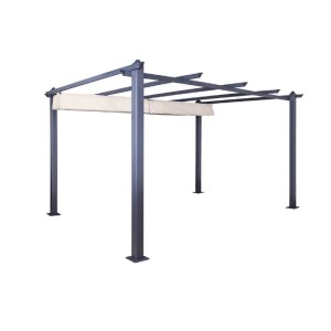 Jet-Line Pavillon Luxor, 3x4 m, Anthrazit/Beige, mit Schiebedach. Gartenpavillon aus Aluminium.