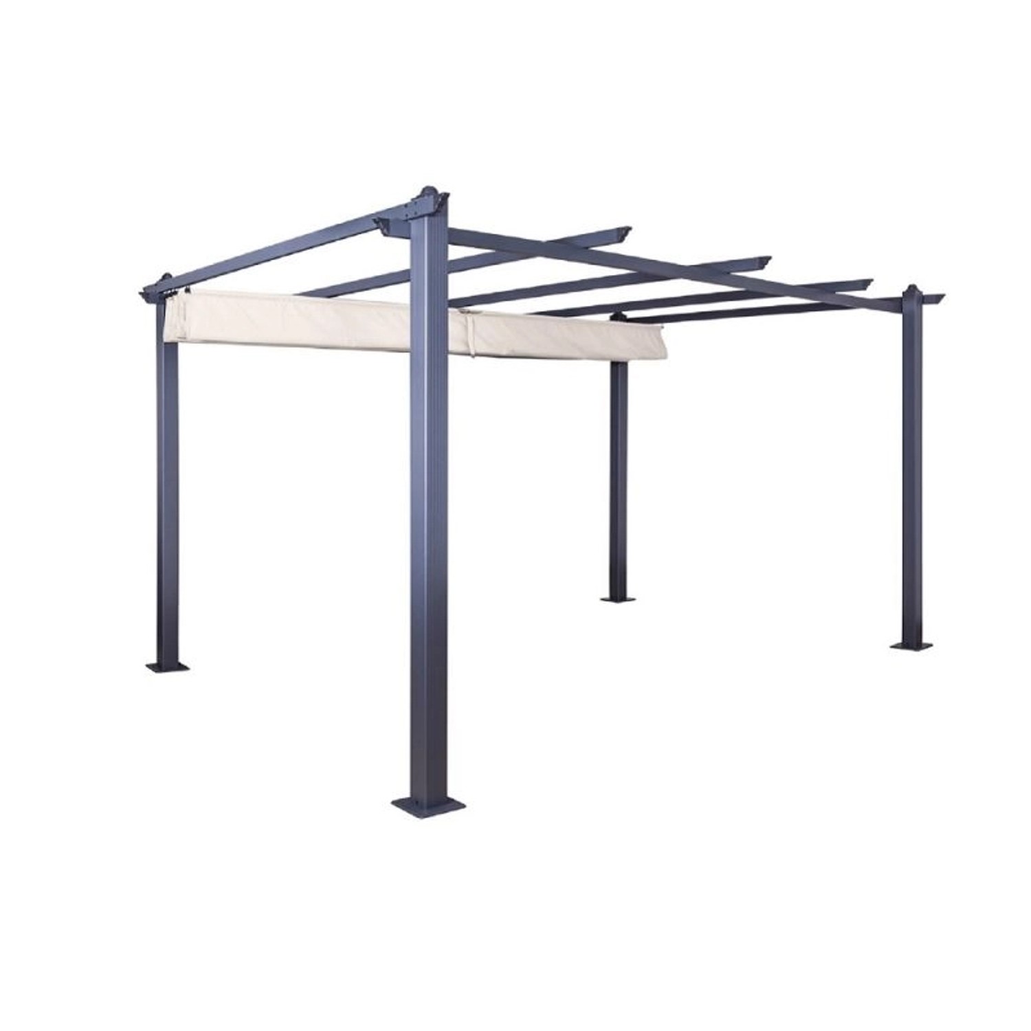 Jet-Line Pavillon Luxor, 3x4 m, Anthrazit/Beige, mit Schiebedach. Gartenpavillon aus Aluminium.