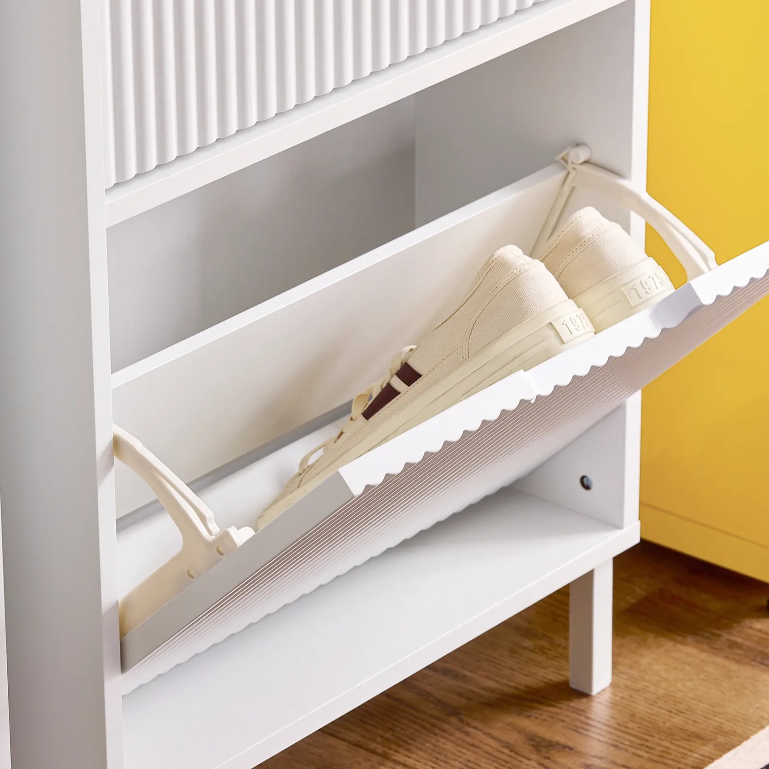 SoBuy Schuhkipper mit 3 Klappen Schuhschrank Schmal für Diele Flur FSR177-H-W_7