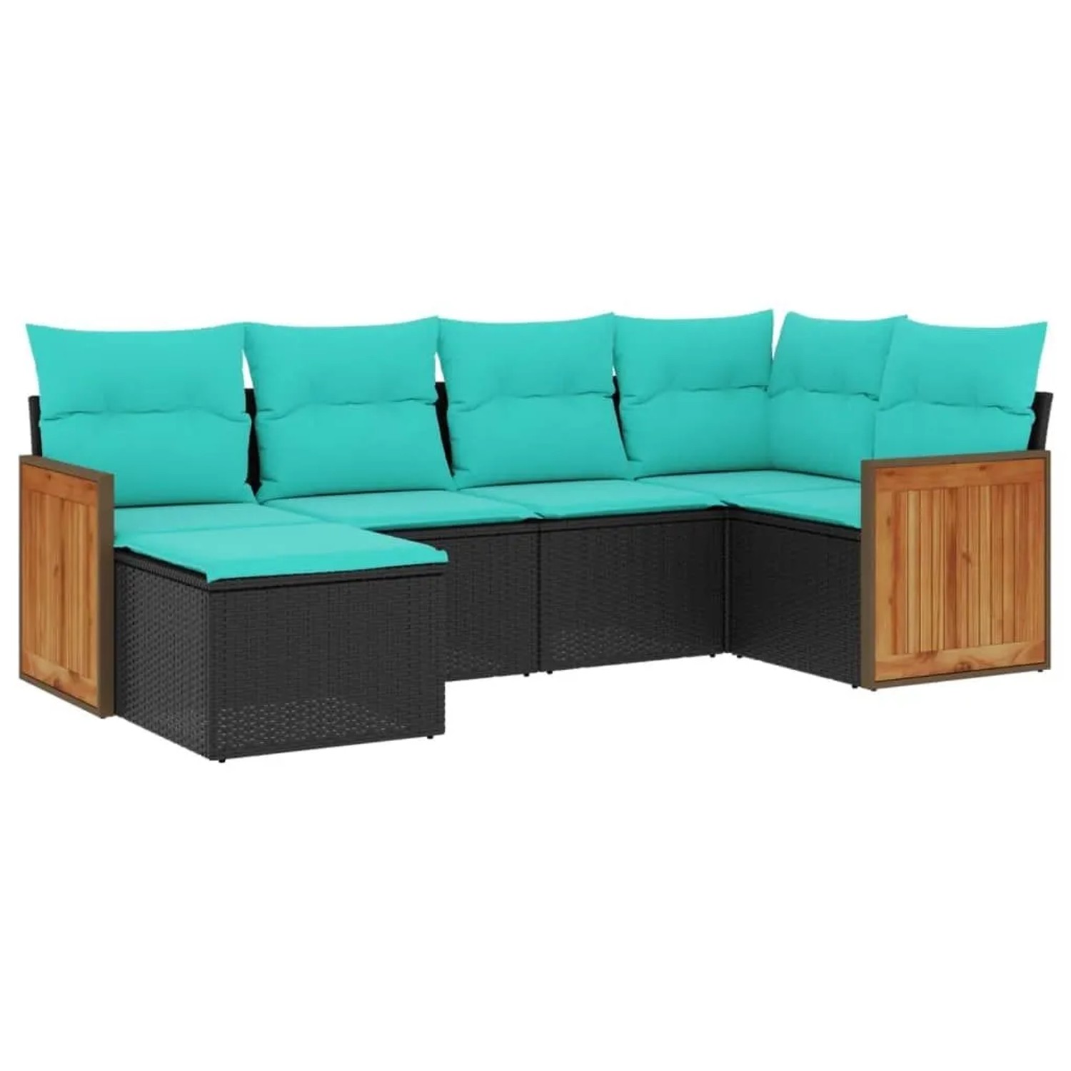 vidaXL 6-Tlg Gartensofa-Set mit Kissen Schwarz Polyrattan 3227856 günstig online kaufen