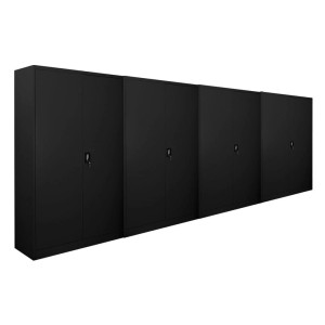 PROREGAL MegaDeal: 4 schwarze, abschließbare Flügeltürenschränke aus Stahl, ideal als Aktenschränke.