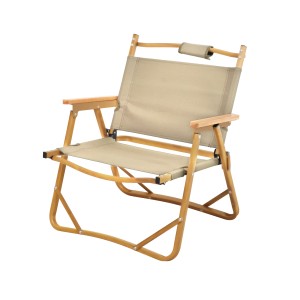 Beiger Jawinio Campingstuhl aus Holz, faltbar mit Armlehnen für Outdoor, Camping & Garten.