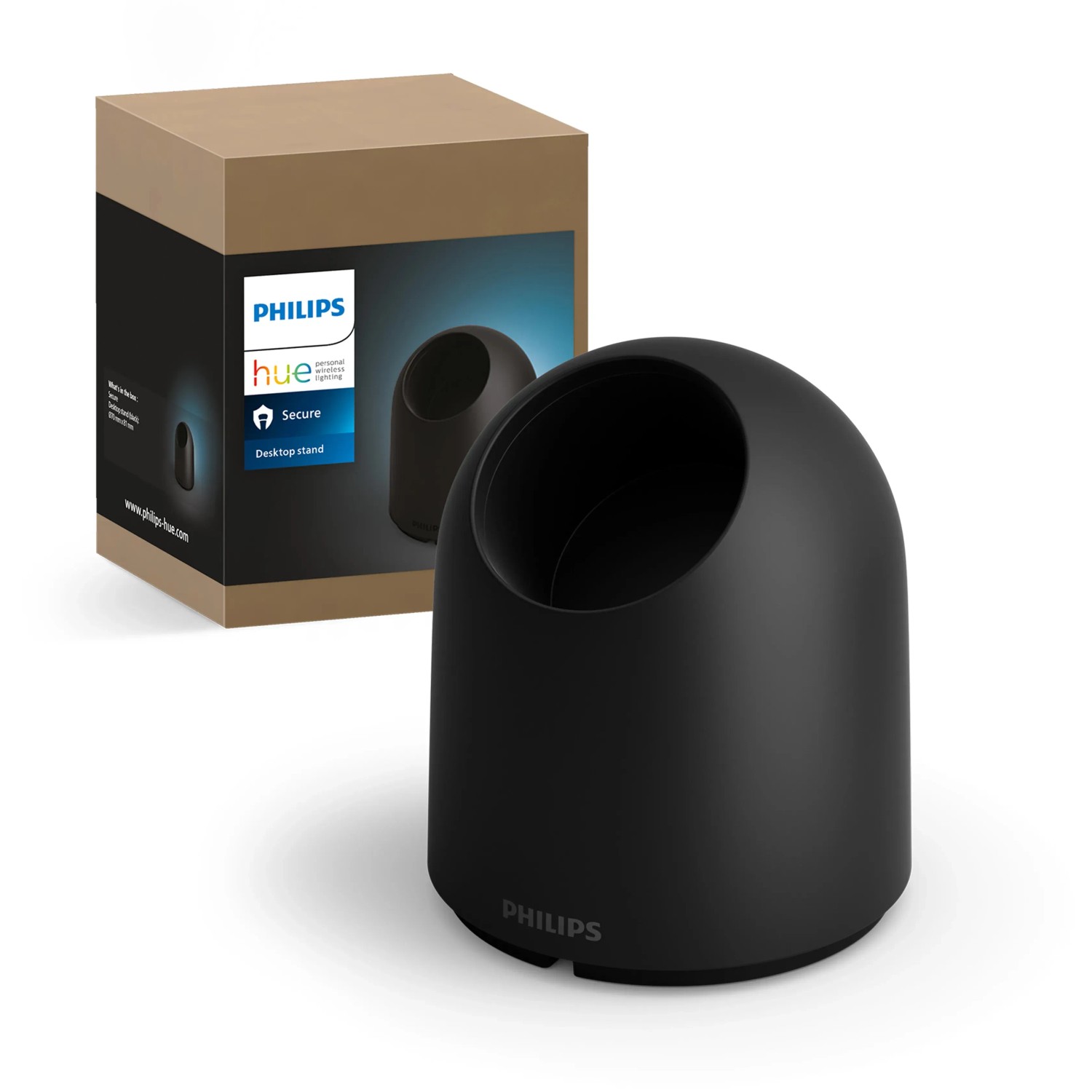 Philips Hue Secure Standfuß, 88x70mm, schwarz, für Kameraüberwachung.