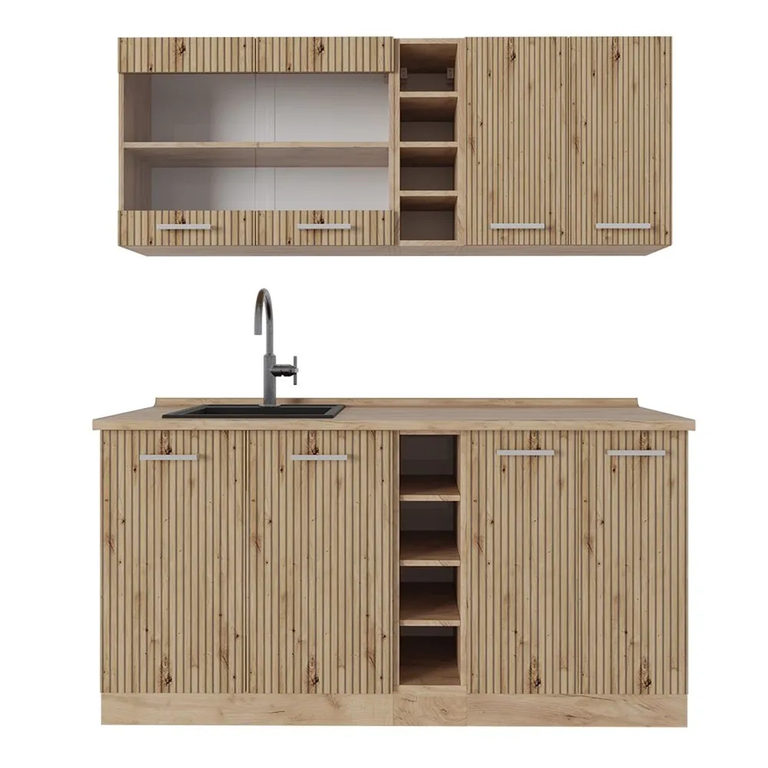 Vicco R-Line Singleküche Artisan-Eiche Goldkraft Eiche 160 cm ohne Arbeitsplatte ohne E-Geräte