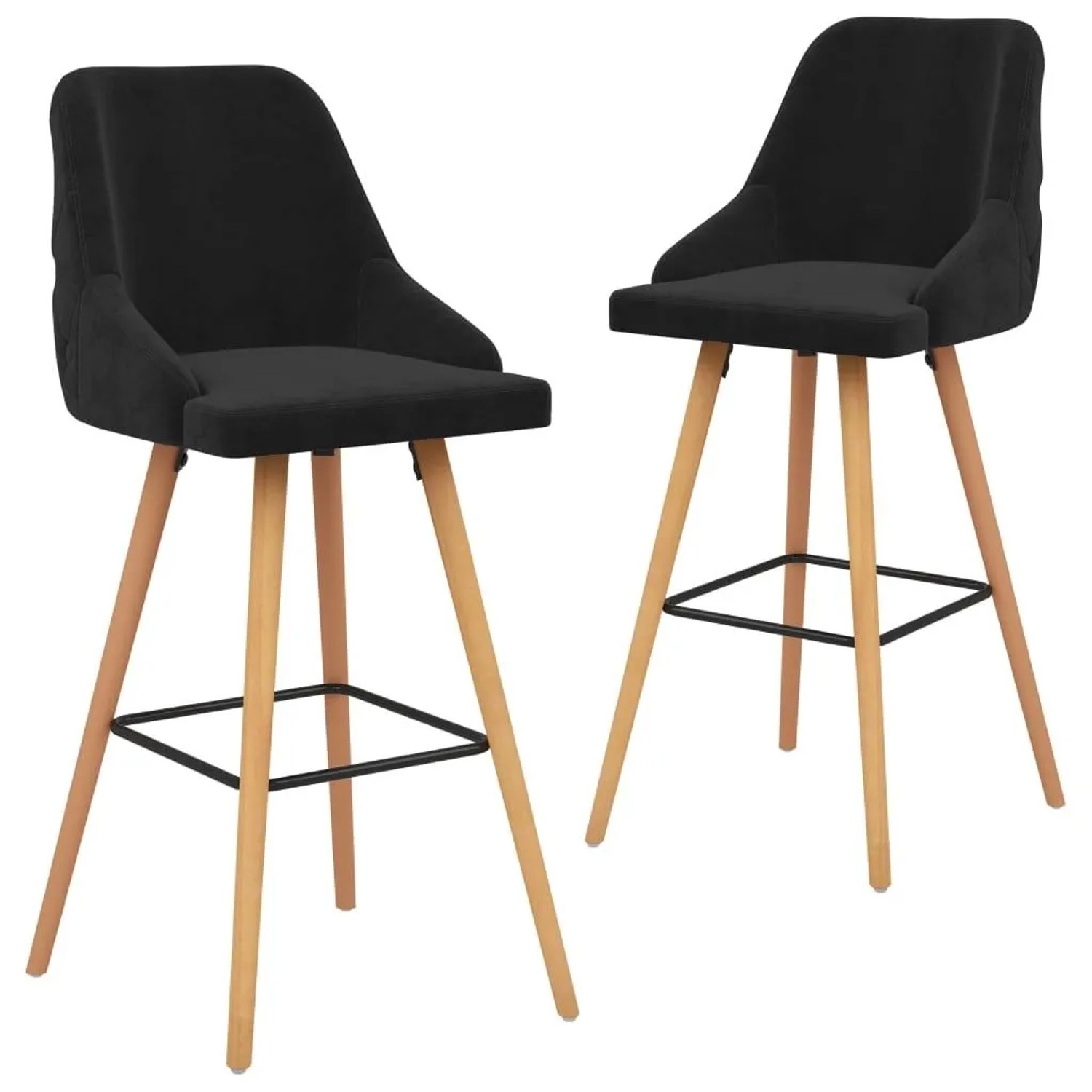 vidaXL Barhocker 2 Stk Schwarz Samt 289469